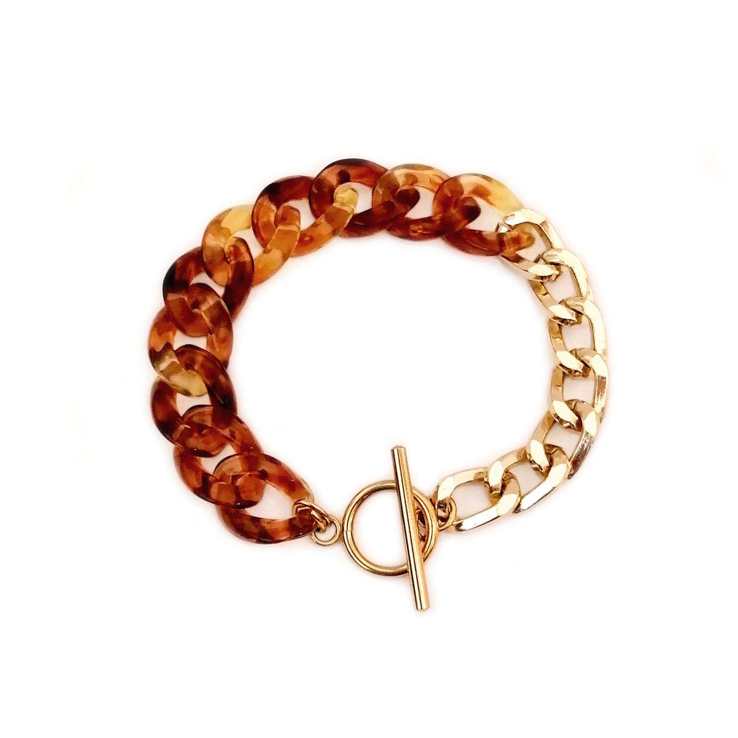 Bracelet chaine acrylique marron bykloe bijoux