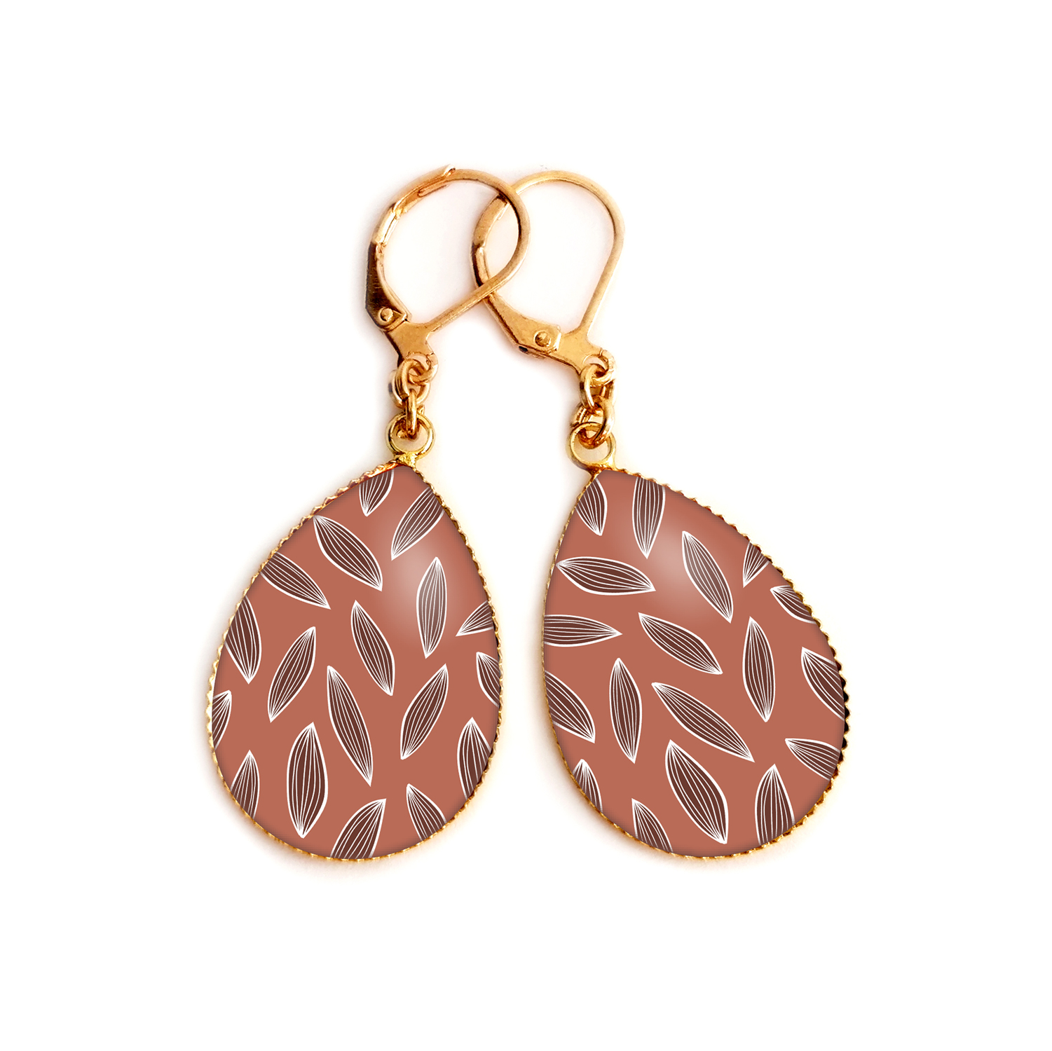 Boucles doreilles pendantes feuille bykloe bijoux