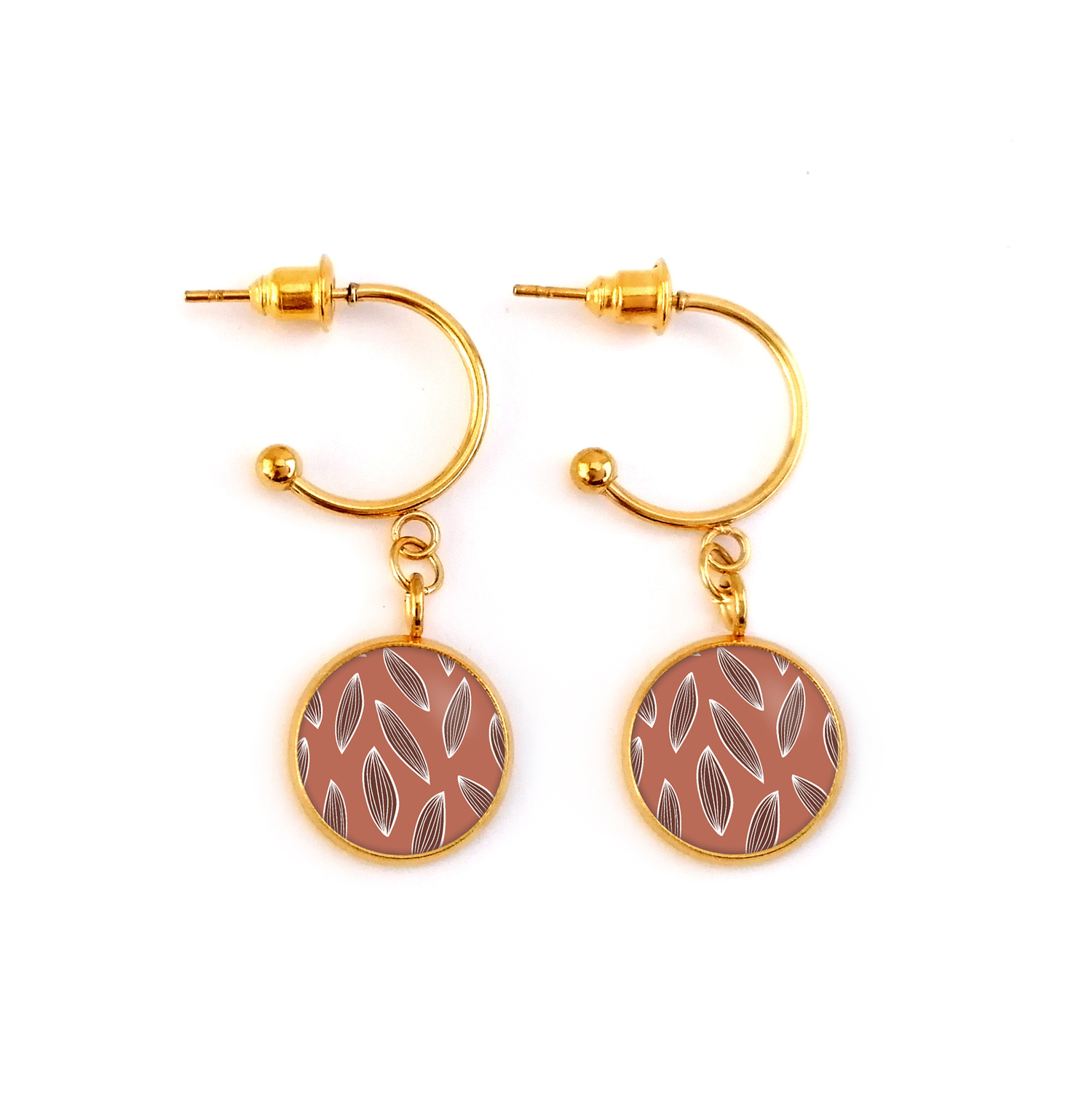Boucles doreilles fantaisie feuille bykloe bijoux
