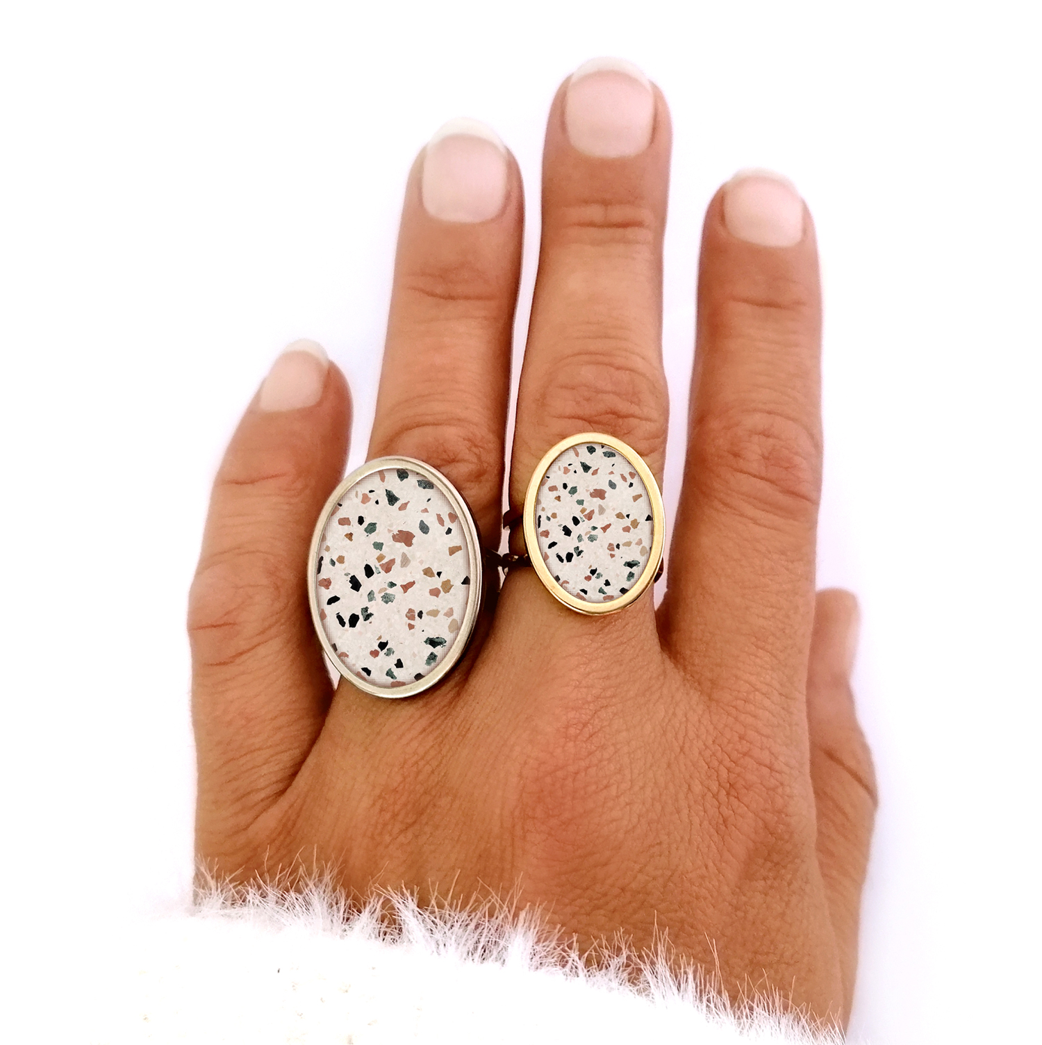 Bague fantaisie terrazzo bykloe bijoux