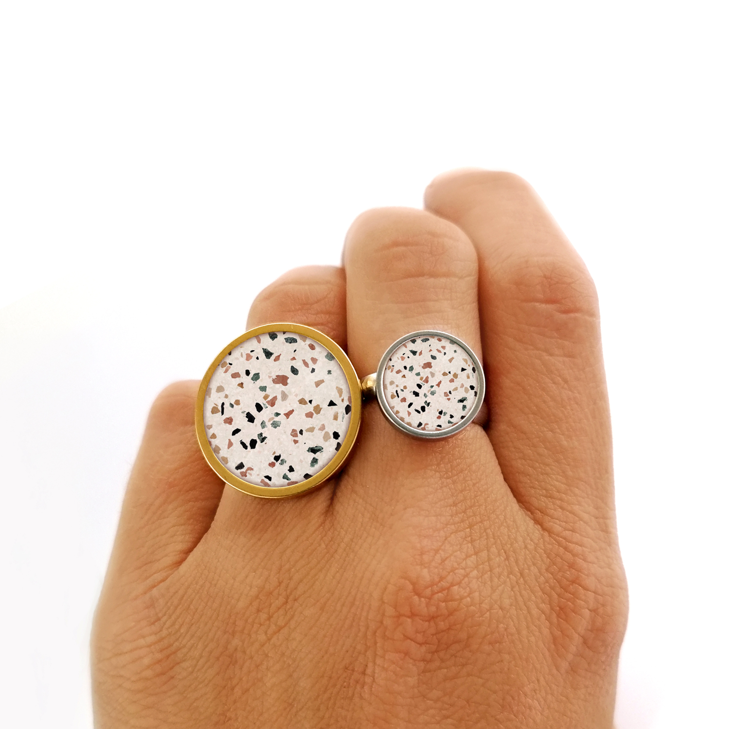Bague fantaisie terrazzo bykloe bijoux