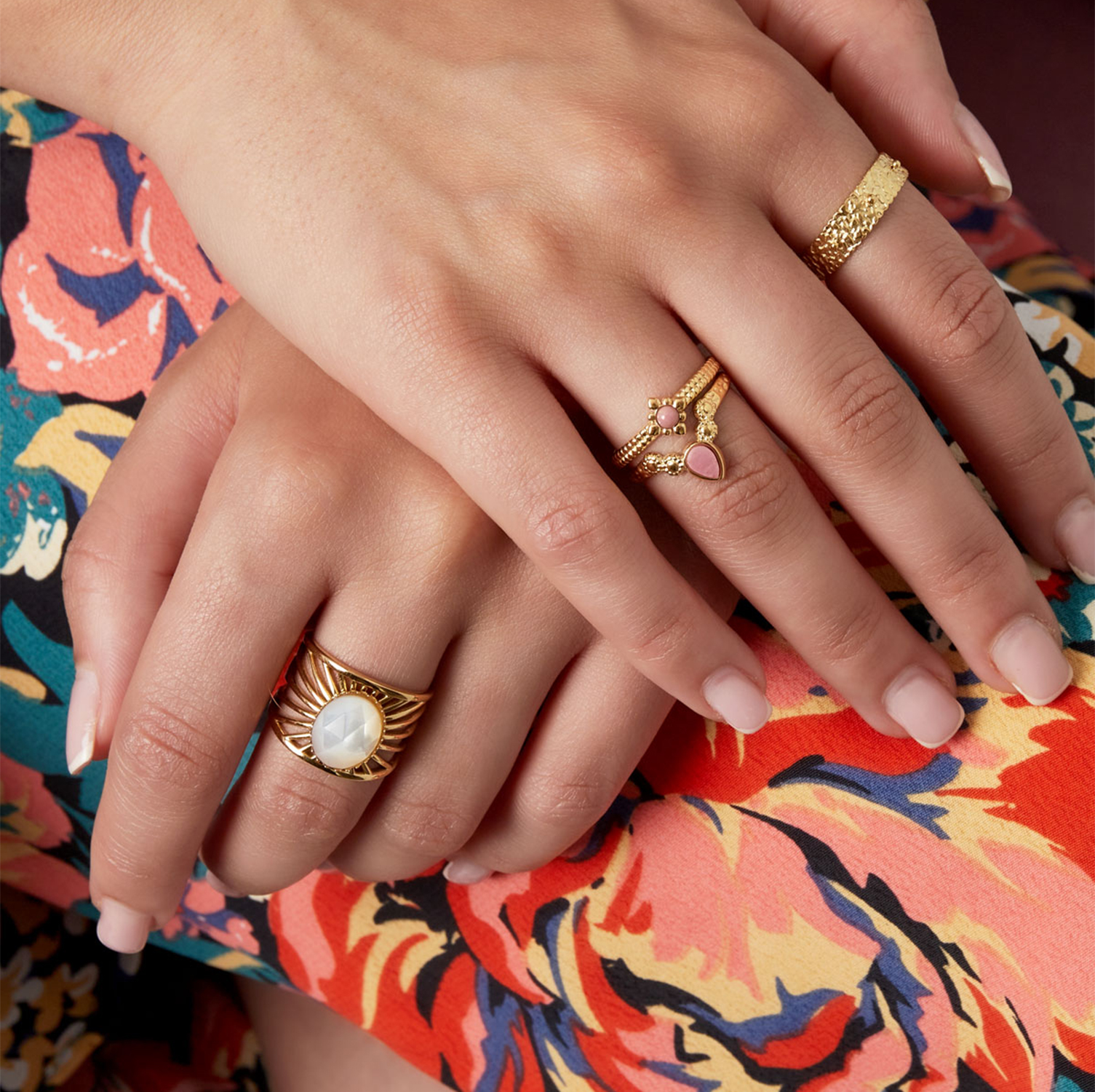 bague dorée martelée bykloe bijoux