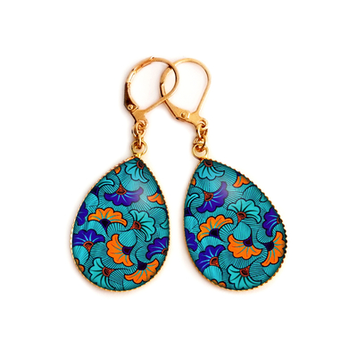 Boucles d'oreilles pendantes bleues bykloe bijoux