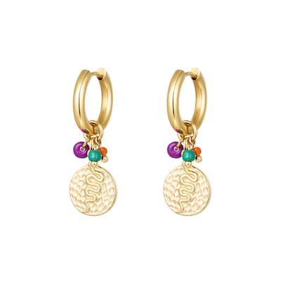 Boucles d'oreilles créoles avec pendentif serpent or bkloe bijoux