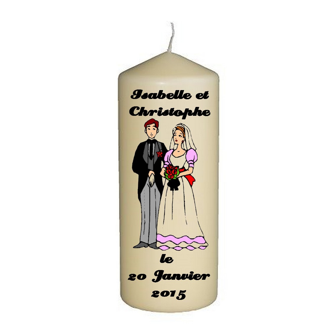 Bougie personnalisée Anniversaire de mariage, 14 cm de hauteur,  Inscriptions au choix - DECO MAISON/Bougie - lamouettebleue