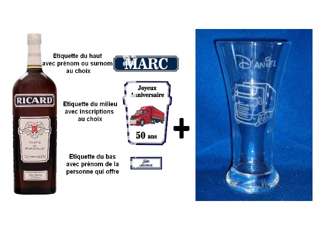 bouteille ricard personnalisée pour anniversaires, fêtes, noël