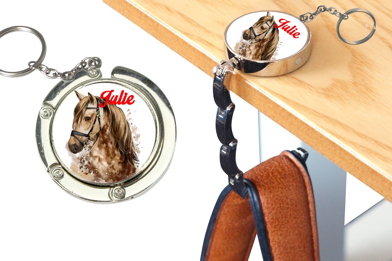 Accroche pour sac main personnalis Cheval ref 8