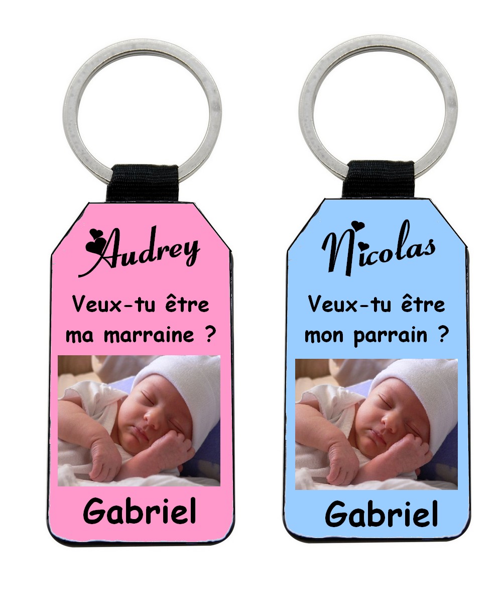 Porte clef personnalisé demande parrain/Marraine