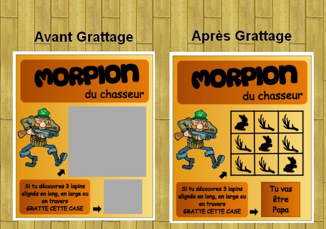 Ticket à gratter jeu du morpion, Ricard, texte au choix - Baptême/Ticket à  gratter - lamouettebleue