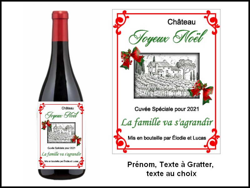 Étiquette bouteille de vin Noël Annonce de grossesse, demande parrain  marraine, bonne année, joyeux noël - Cuisine, Art de table/Étiquette  bouteille de vin - lamouettebleue