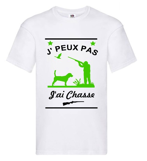 T-shirt Chasseur J\'peux pas personnalisé, T-shirt noir ou blanc