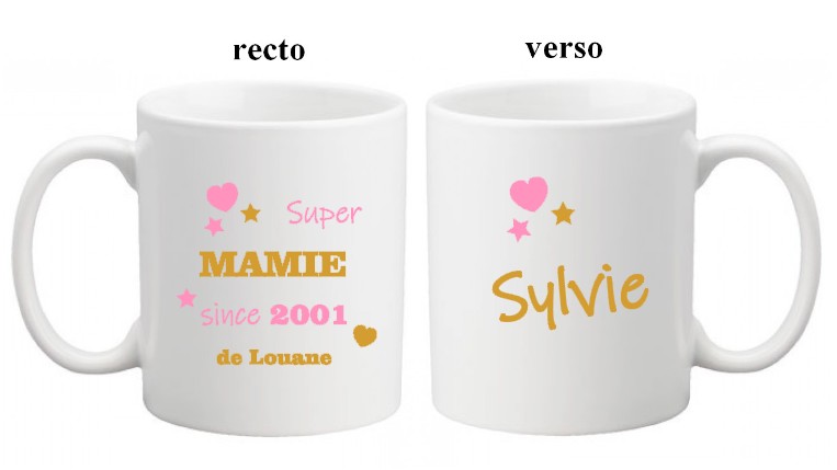 Mug tasse personnalisé, Fête des grands-mère, Since...