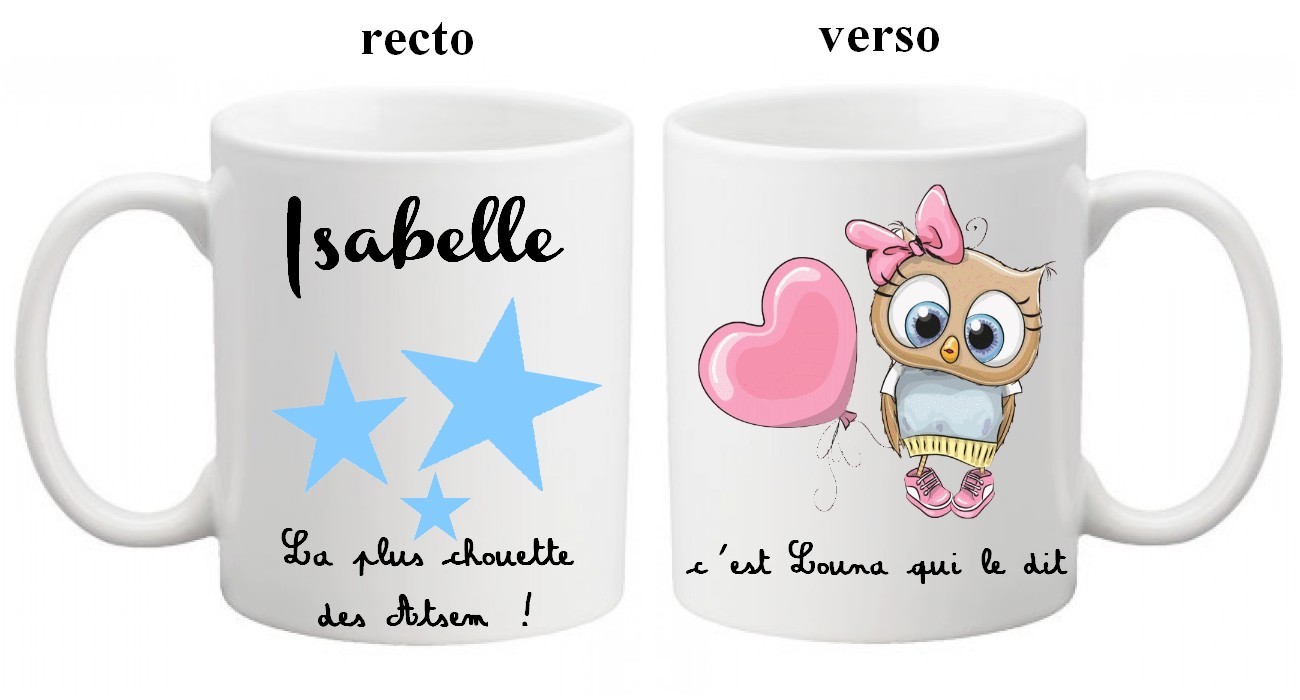 Mug Tasse Personnalisé Inscriptions Au Choix Atsem Chouette Cadeau Fin Dannée Scolaire 