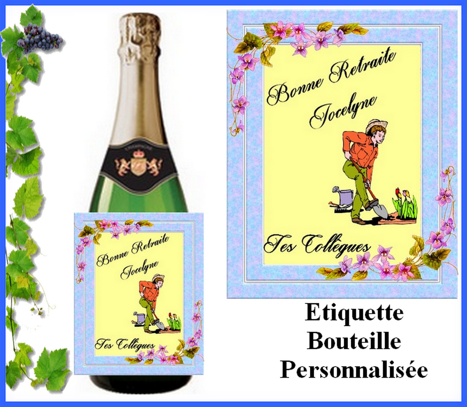 Etiquette Bouteille Personnalisable - Château Nouvelle - Pomelo