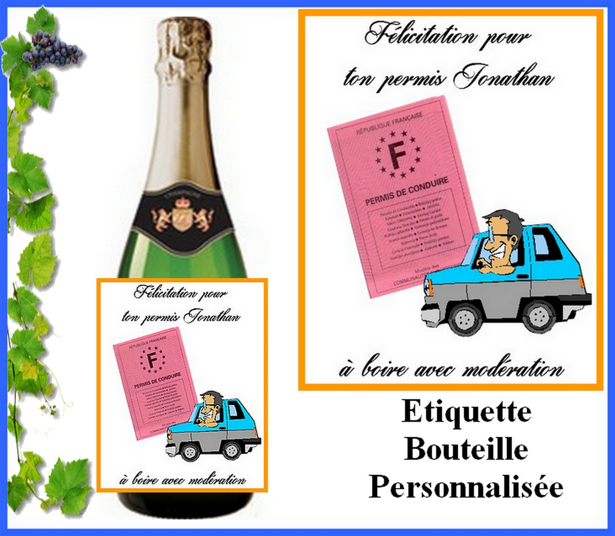 Étiquette bouteille personnalisée, Inscriptions au choix, Camion - Cuisine,  Art de table/Etiquette Bouteille - lamouettebleue