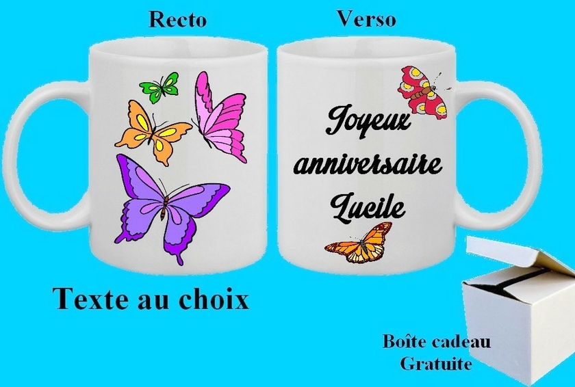 Mug Tasse Personnalisé Inscriptions Au Choix Papillons Cuisine Art De Tablemug 