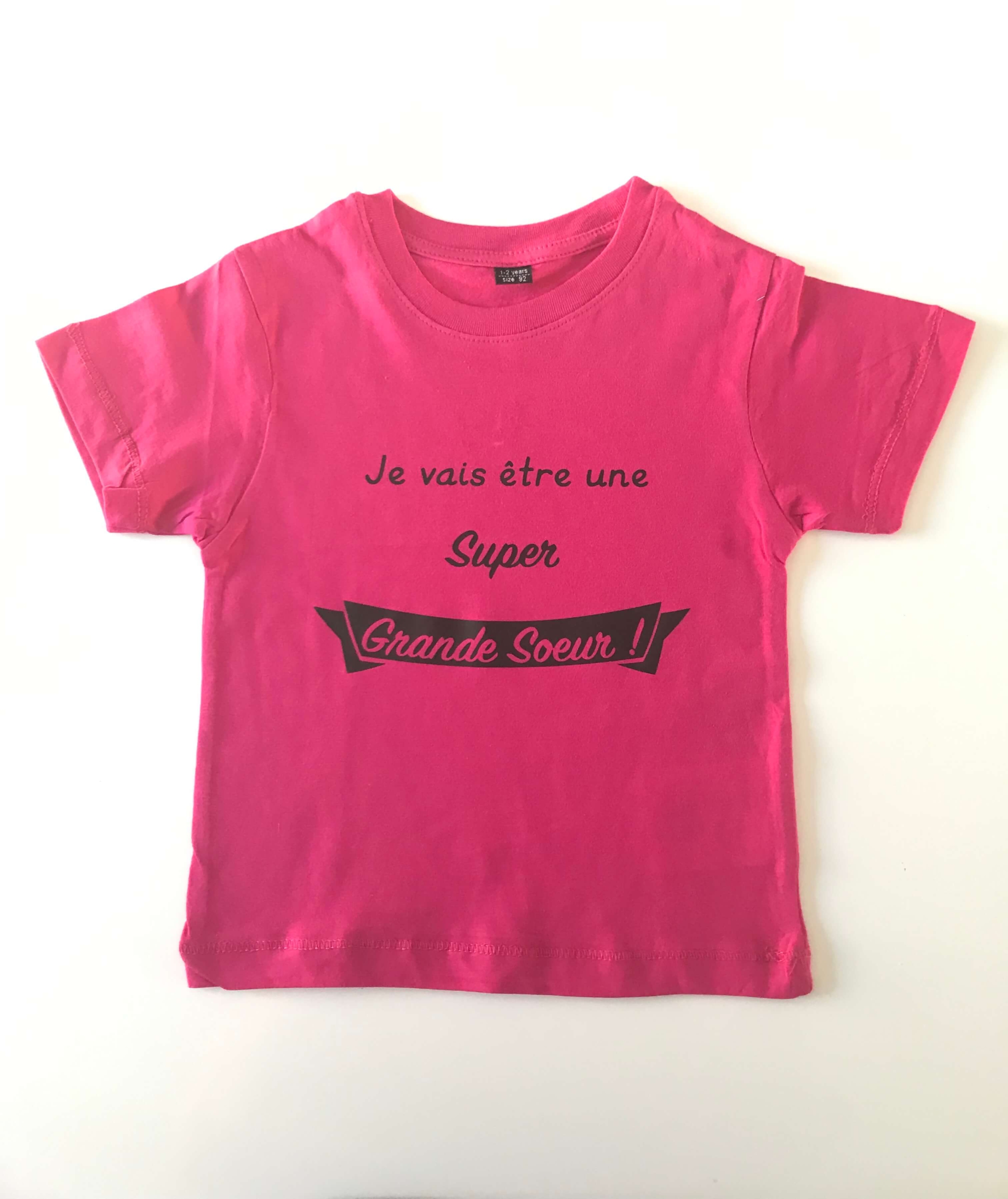 T-shirt enfant "Je vais être une Super Grande Sœur" - Bouille d'amour