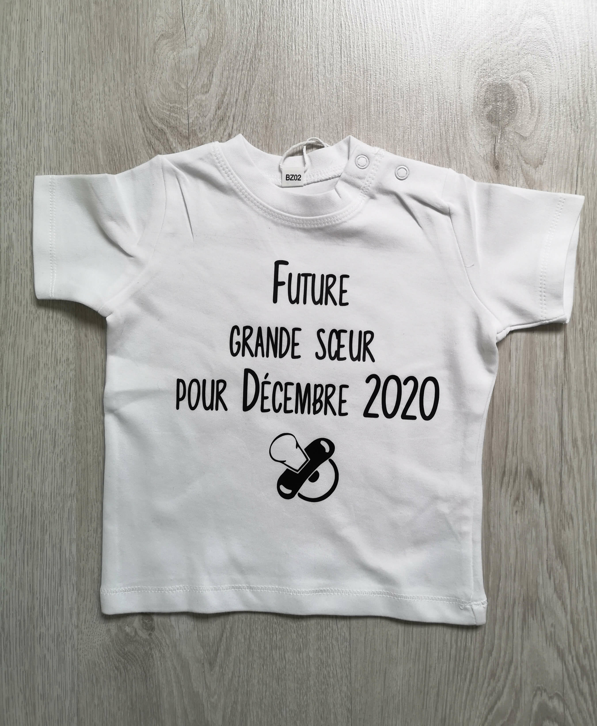 T-shirt bébé personnalisé future grande soeur pour