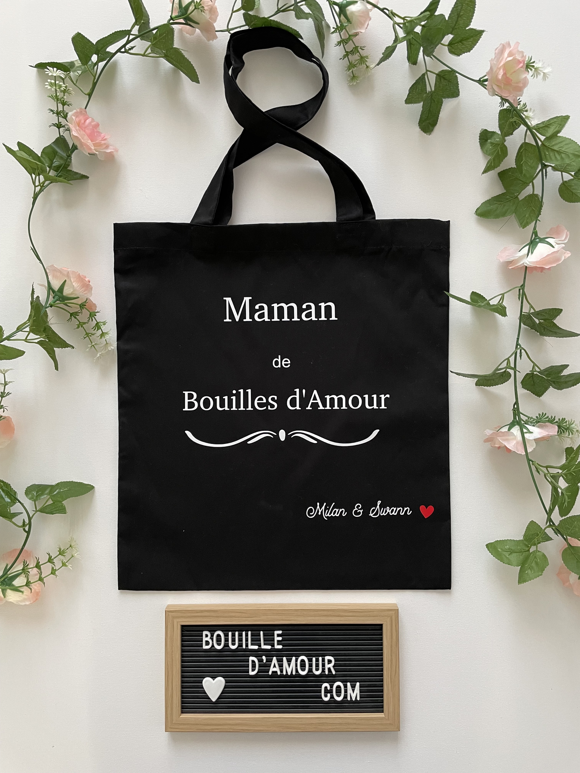 Tote bag Maman de Bouilles d\'Amour avec prénom(s)