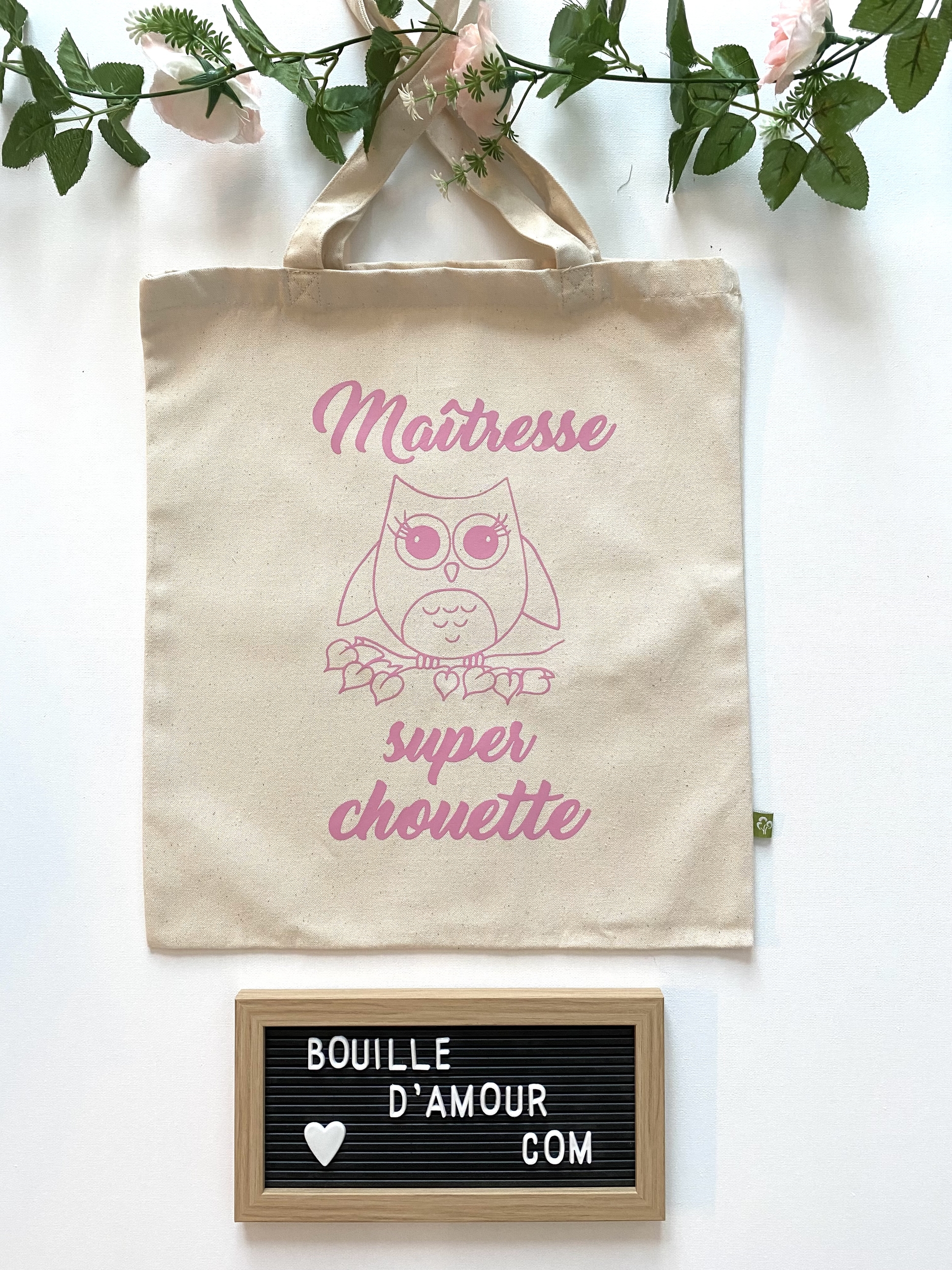 Tote bag personnalisé&quot;Maîtresse super chouette&quot;