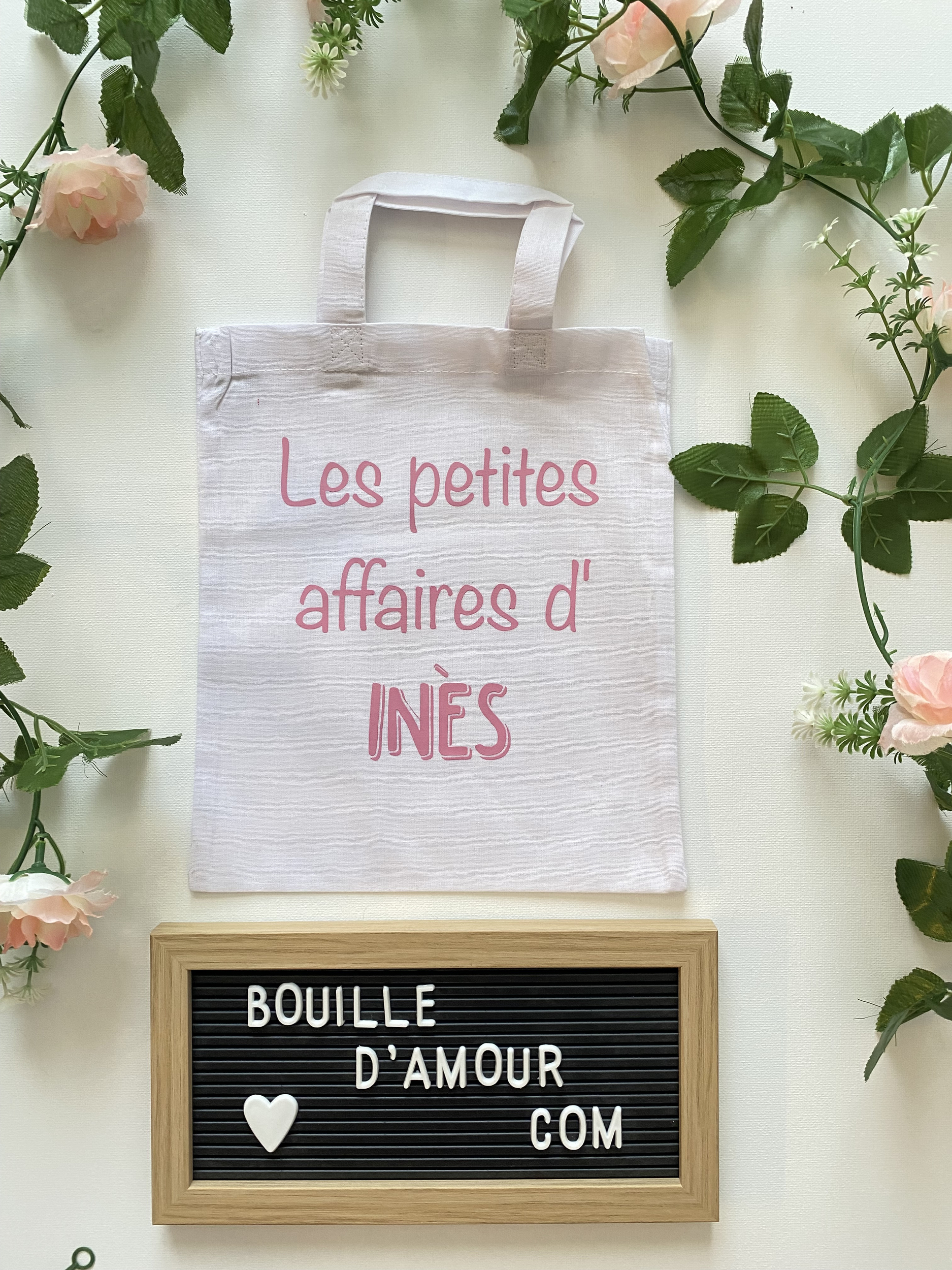 Mini tote bag personnalisé&quot;Les petites affaires de&quot;
