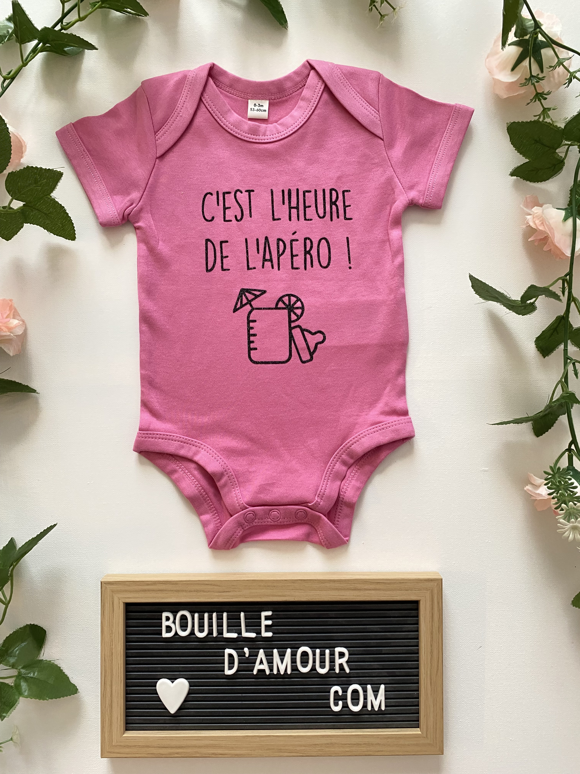 Body personnalisé &quot;Cest lheure de lapéro&quot;