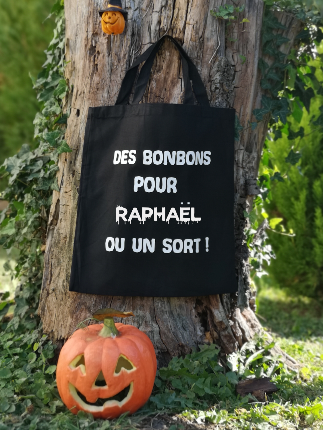 Sac Halloween personnalisé  Des bonbons pour ... ou un sort