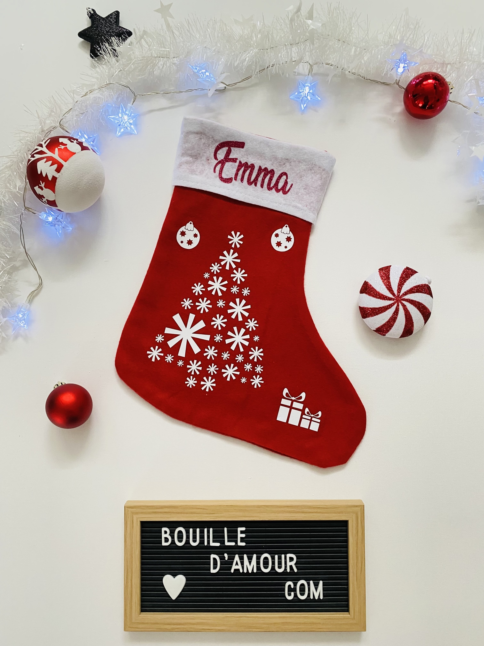 Botte de Noël personnalisée Sapin