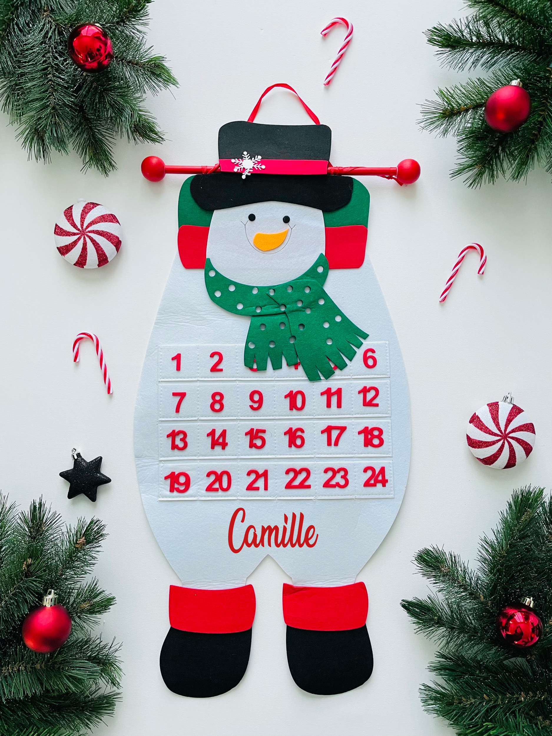 Calendrier de l\'avent personnalisé Bonhomme de neige