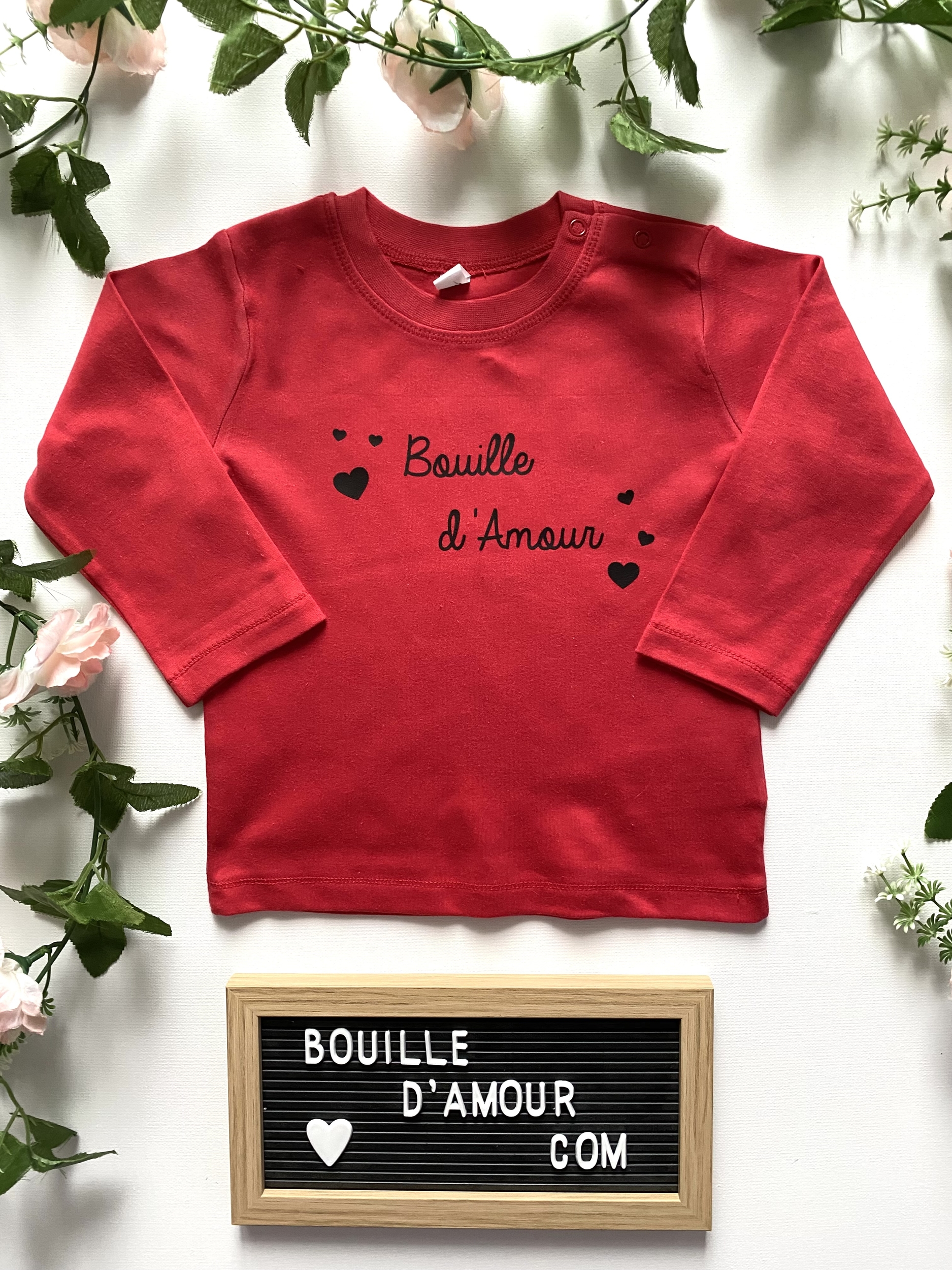 T-shirt bébé personnalisé &quot;Bouille d'amour&quot;