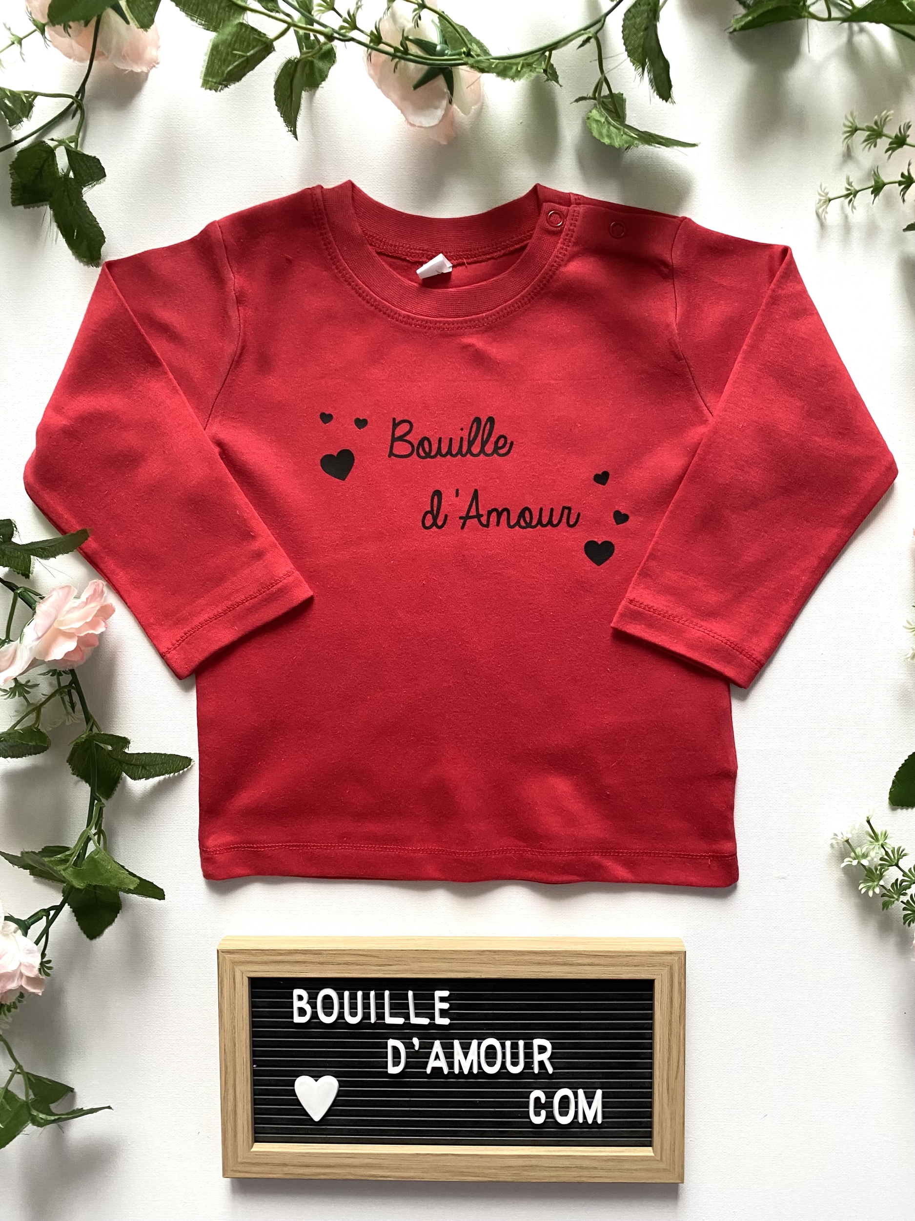 T-shirt Bébé Manches Longues Boutons Pression Fille à papa manches