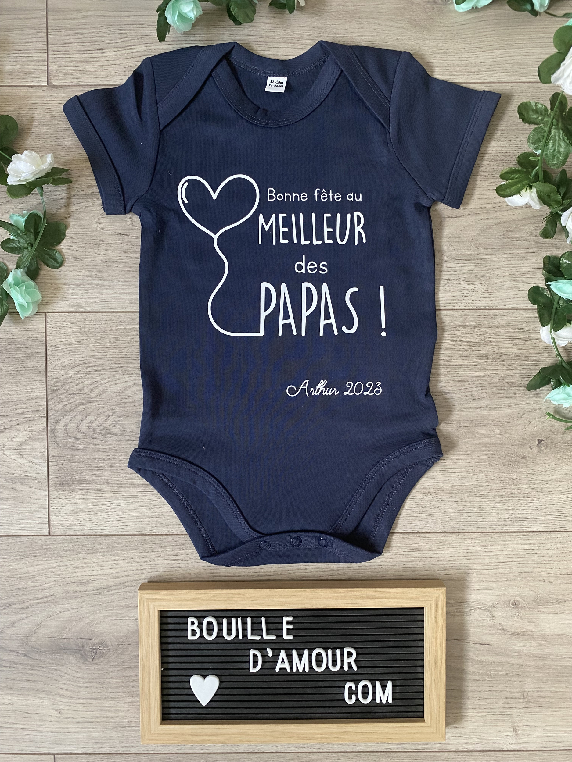 Body personnalisé &quot;Bonne fête au meilleur des papas&quot;