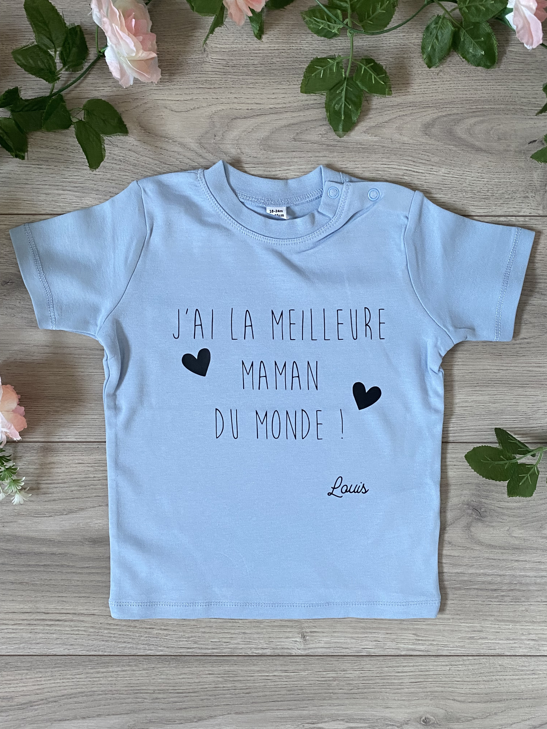 T-shirt bébé personnalisé &quot;J'ai la meilleure maman du monde