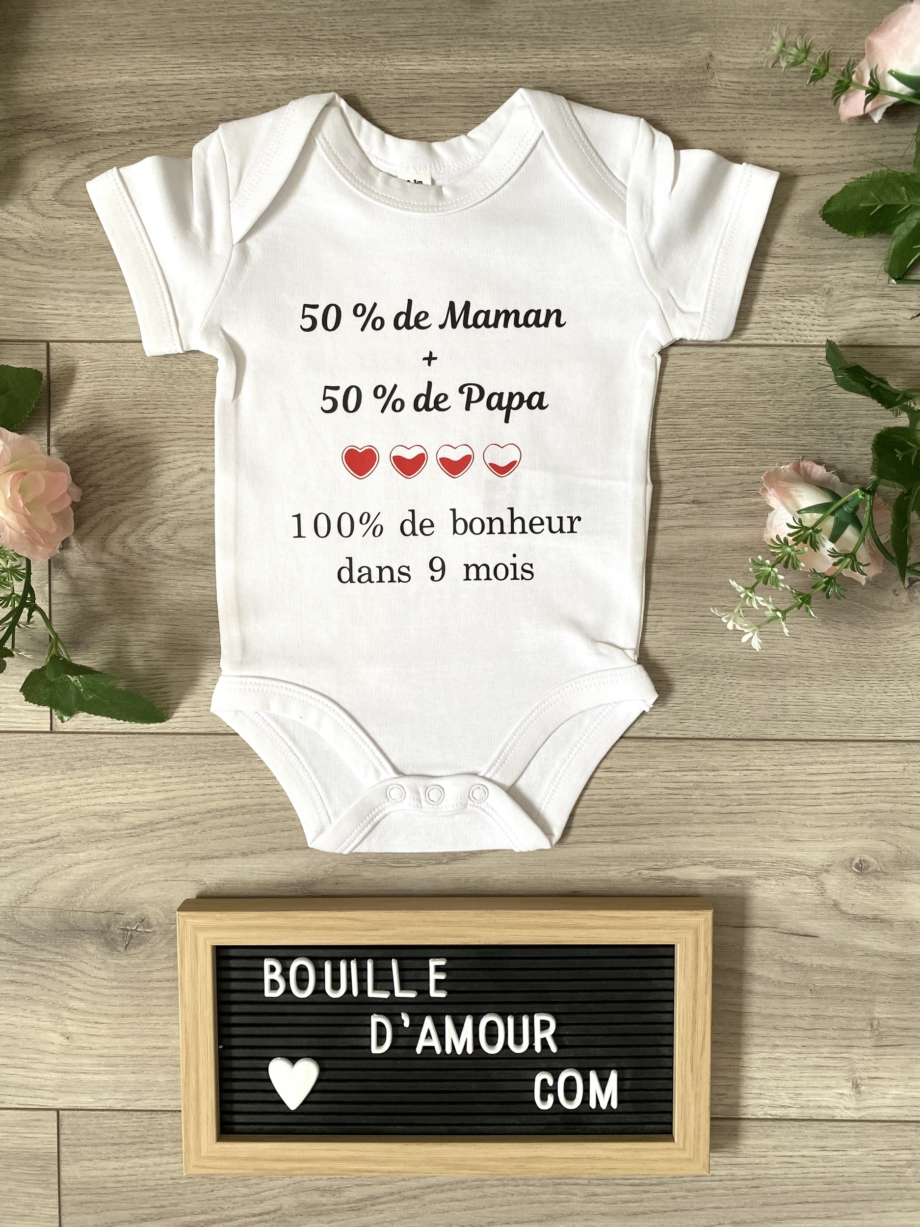 Body annonce grossesse 50 % maman 50 % papa - Bouille d'amour