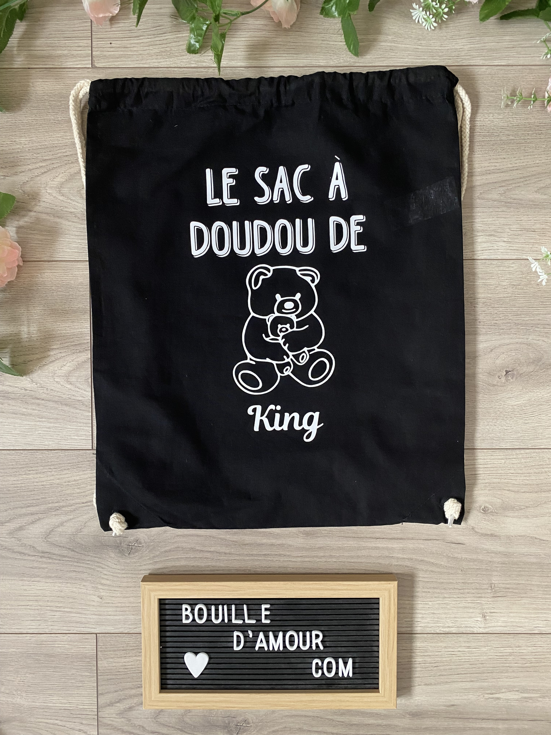 Pochon en coton personnalisé &quot;Le sac à doudou&quot;