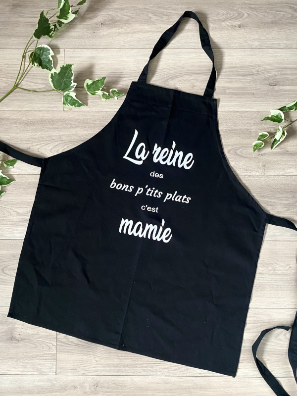 Tablier créateur coton 'les petits plats de Maman' framboise - 80x70 cm -  [A3816]