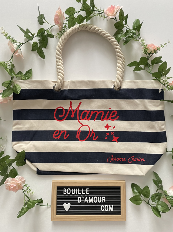 Sac de plage personnalisé mamie en Or