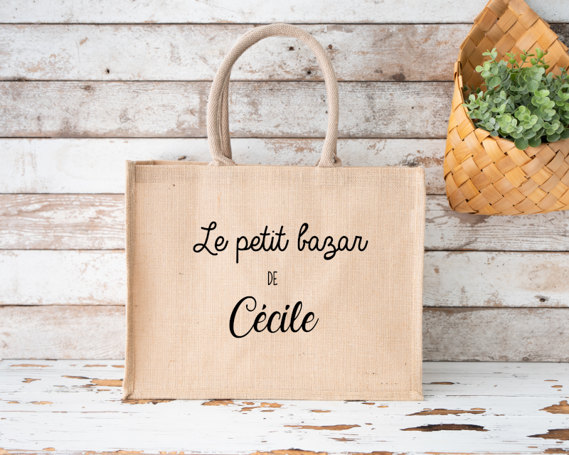 Sac cabas en jute personnalis Le petit bazar Bouille d amour