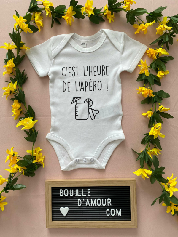 body bébé personnalisé cest lheure de lapéro