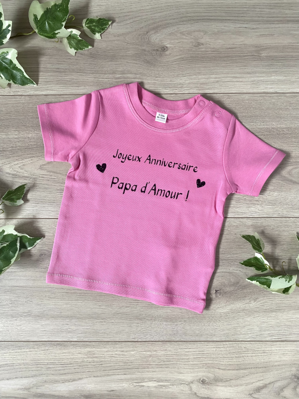 T-shirt bébé personnalisé Joyeux anniversaire Papa