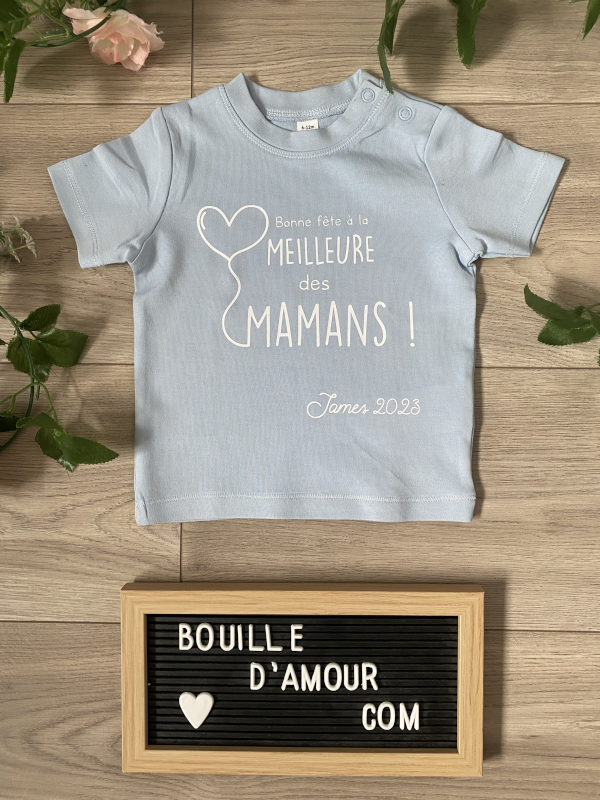 T-shirt bébé personnalisé Bonne fête à la meilleure des mamans