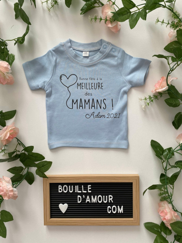 T-shirt bébé personnalisé bonne fête à la meilleure des mamans
