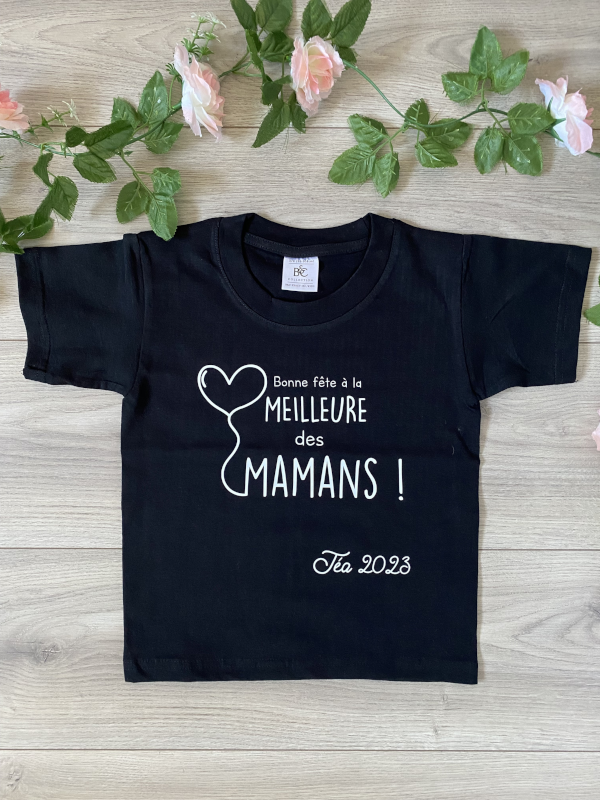 T-shirt enfant personnalisé Bonne fête à la meilleure des mamans