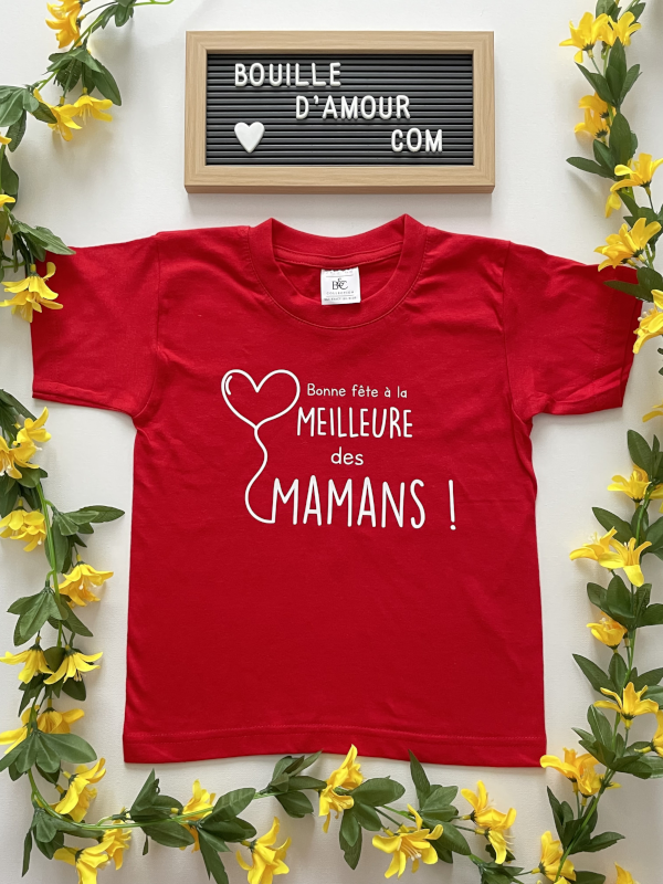 t-shirt enfant personnalisé bonne fête à la meilleure des mamans