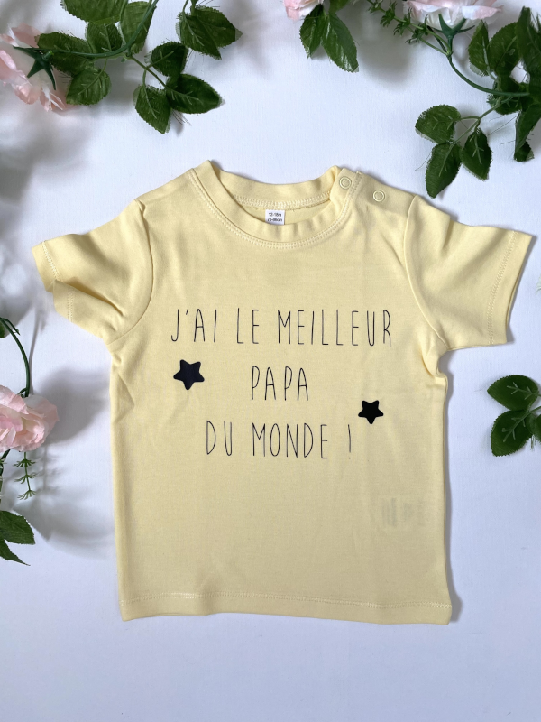 T-shirt bébé personnalisable Jai le meilleur papa du monde