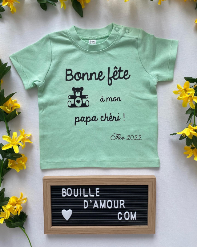 T-shirt bébé personnalisé Bonne fête mon papa chéri