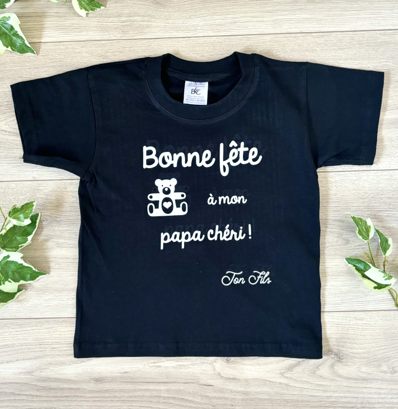 T-shirt personnalisé pour enfant Bonne fête à mon papa chéri !