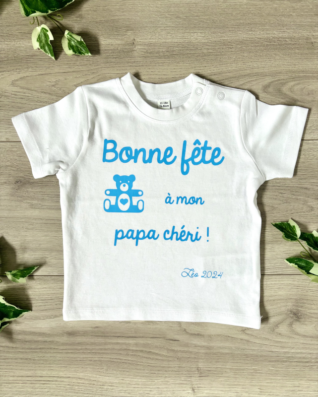 Tee shirt personnalisé bonne fête papa chéri