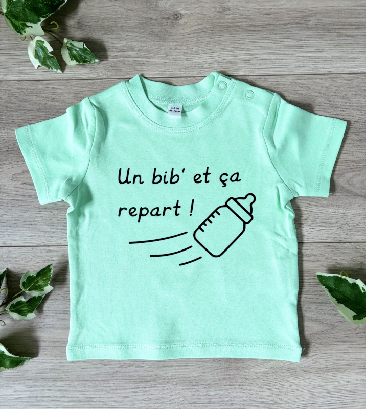 T-shirt personnalisé pour bébé un bin et ça repart