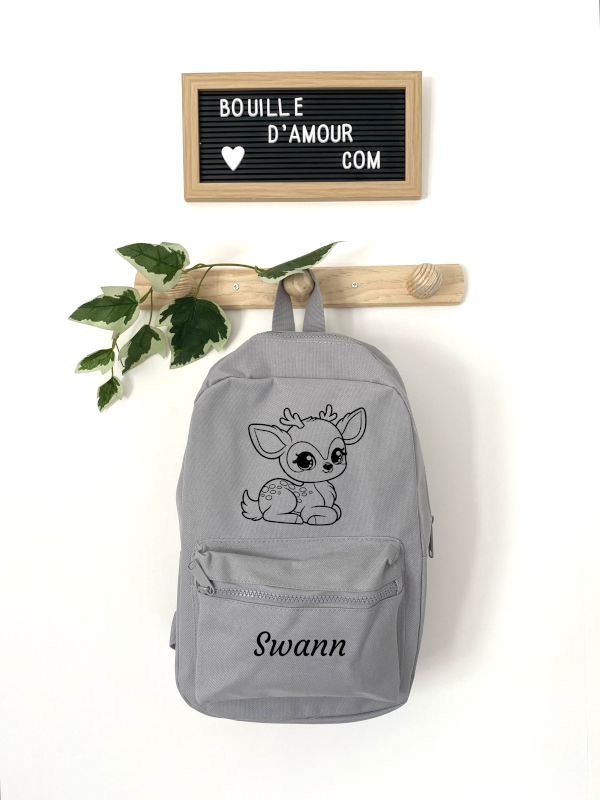 Sac à dos faon gris personnalisé